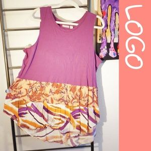 LOGO by Lori Goldstein tiered tank w prints 💜